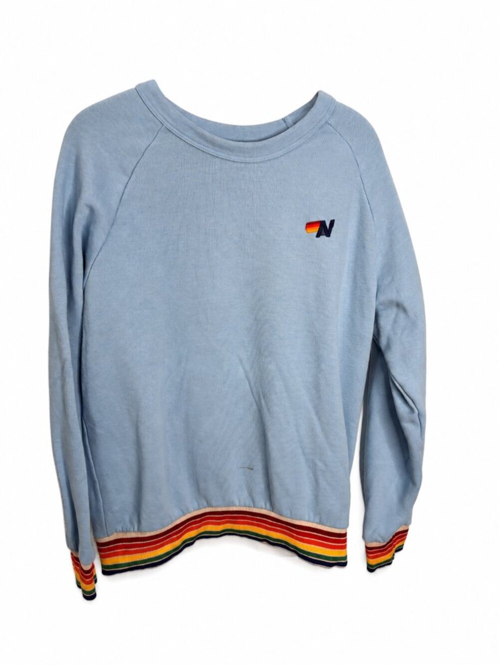 Aviator Nation Womens Rainbow Rib Crewneck Sweatshirt M - Picture 2 of 4